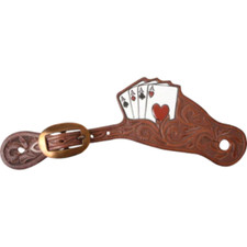 New Adjustable Tombstone SPUR STRAPS w/ Card suite Four aces Tooling Leaf stamp