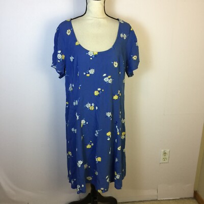 Old Navy Dress XL Womans Blue Floral Short Sleeve Rayon Elastic Back Scoop Neck | eBay Old Navy Dress XL Womans Blue Floral Short Sleeve Rayon Elastic Back Scoop Neck | eBay