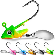 5pcs Lead Jig Head Fishing Lure Hook w/ Willow Blade Spinner Crappie Bass Baits