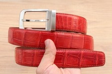 Red Genuine CROC LEATHER Skin Men's Belt - W 1.3 inch