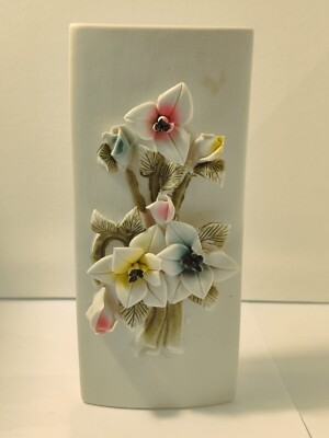 Schöne Keramik Blumenvase mit atemberaubendem 3D Pop Out blumigem Dekor