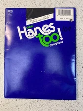 Vintage HANES TOO Sheer BARELY BLACK Reinforced Toe Pantyhose Size AB Style 117