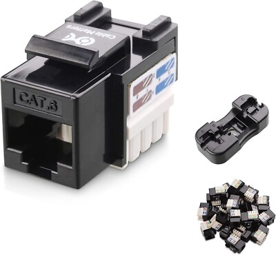 25 Pack Cable Matters UL Listed RJ45 Keystone Jack, Cat6 Keystone Jacks  Black
