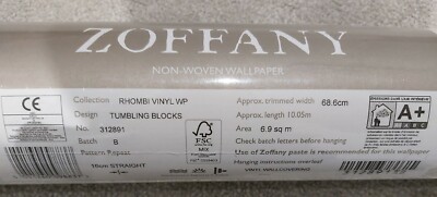 Tumbling Blocks Rhombi Vinyltapete von Zoffany - Empire Grey - 312891 