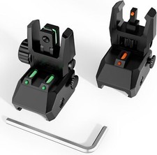 Foldable Fiber Optics Flip-up Sights Front Rear Sight for Picatinny Rails