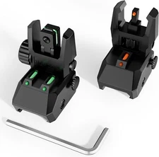 Foldable Fiber Optics Flip-up Sights Front Rear Sight for Picatinny Rails