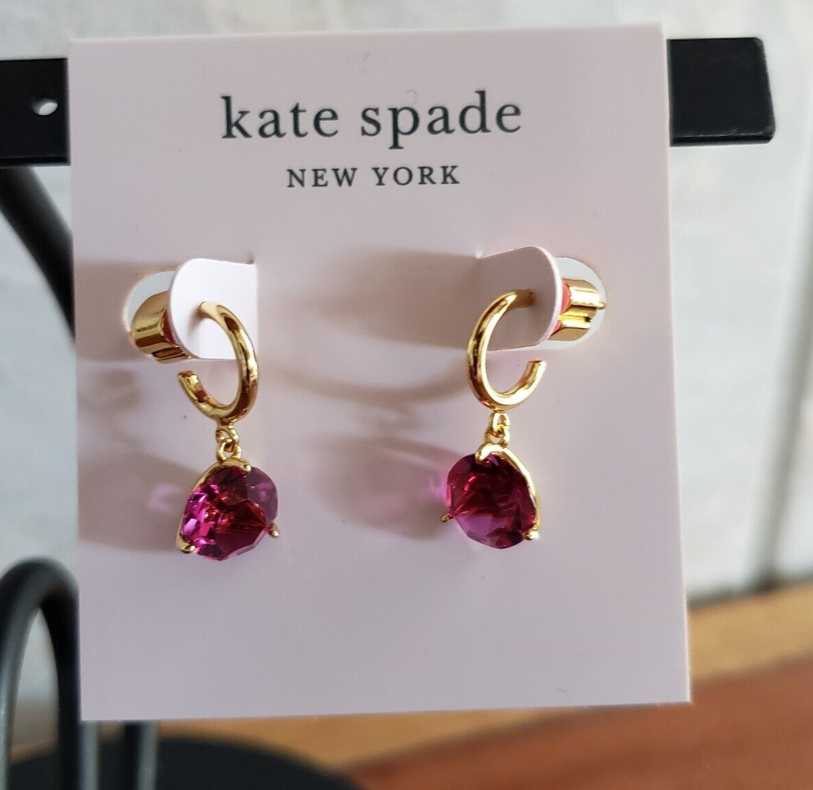 kate spade- Brilliant Statement- Trio-Prong Huggie Earrings- Fuchsia- NWT-  $48
