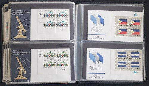 1980-1982 100 FIRST DAY OF ISSUE GENEVA CACHET LOT UN UNITED NATIONS FLAG SERIES - 第 4/9 張圖片