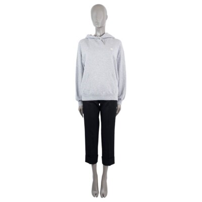 68141 auth CELINE grey cotton & cashmere TRIOMPHE Hoodie