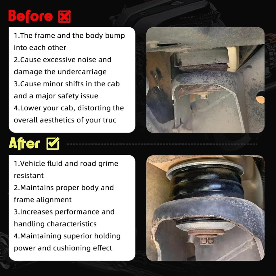 KF04058BK Body Cab Mount Bushings Kit for 1999-2007 Ford F250 F350 Super Duty - Image 4 of 4