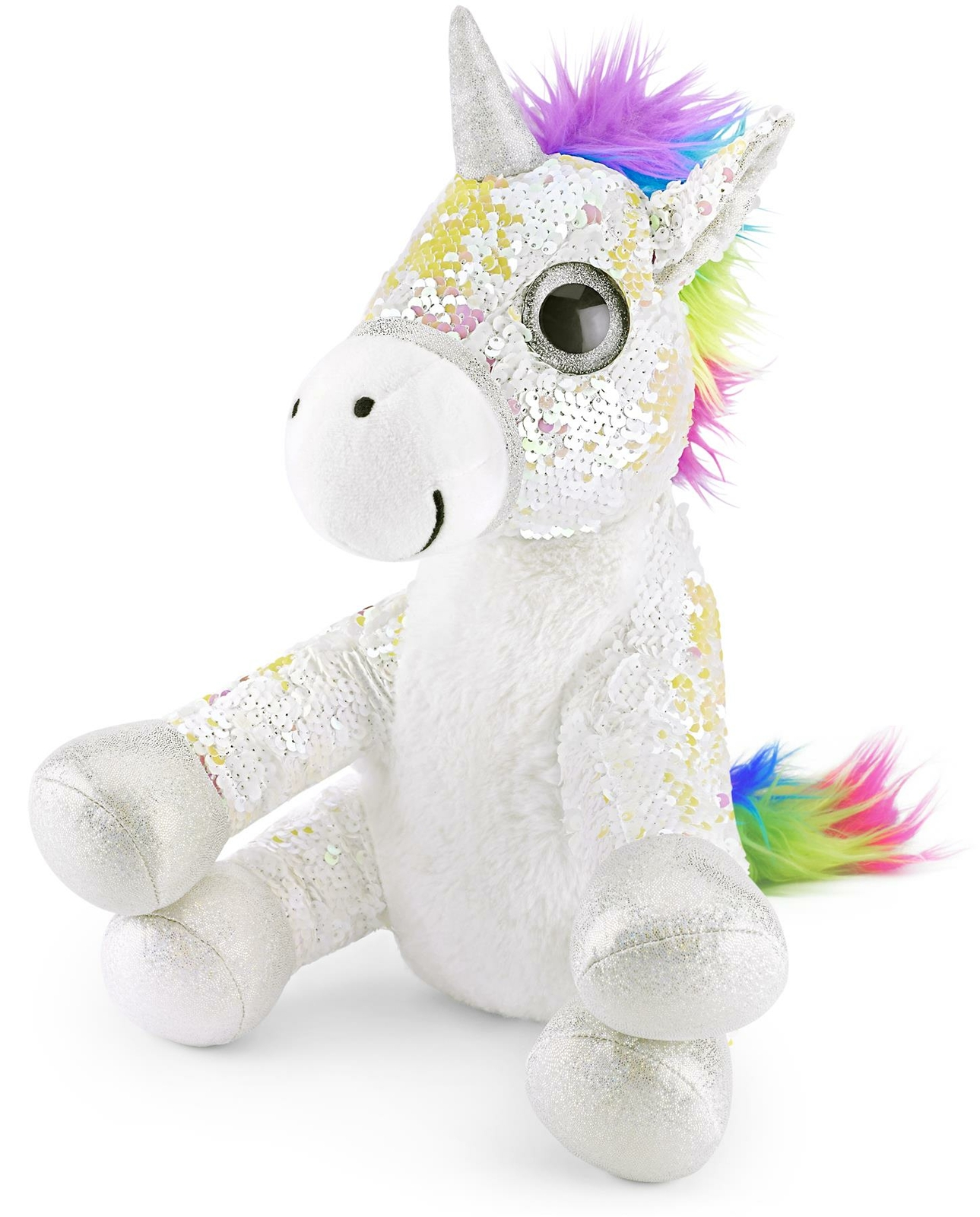 Mousehouse Gifts White Sequin Sparkly Unicorn Stuffed Soft Toy 29cm