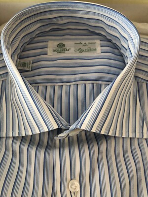 BORRELLI HEMD 39 BLAU WEISS GESTREIFT NEU!!!