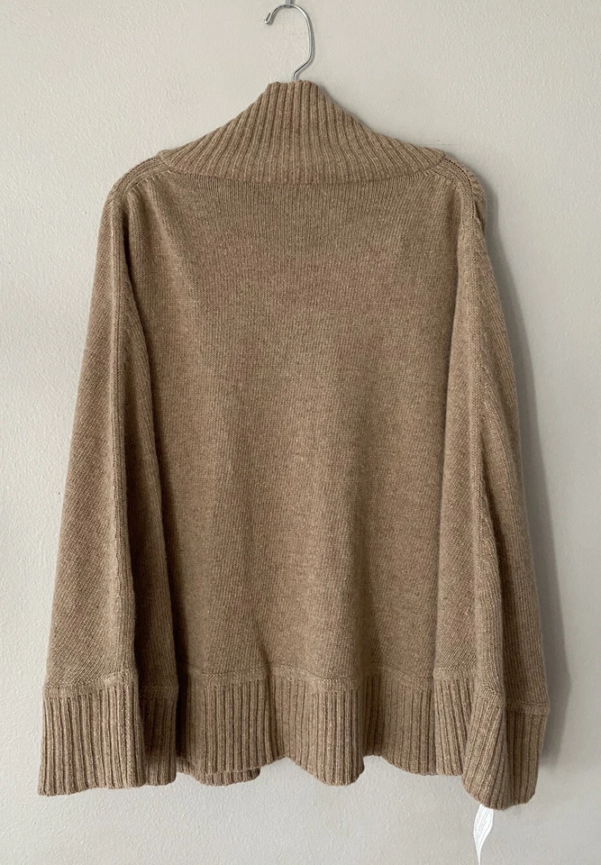 Портолано шерстяная смесь пончо бежевый один размер плащ пуловер минималистский свитер богемное - Изображение 2 из 4