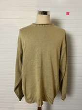 Columbia Men's Size L Tan Long Sleeve Heavy 100 Cotton Knit Round Neck Sweater