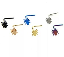 Big Surgical Steel L Shaped Nose Ring Spider Stud You Choose the Color