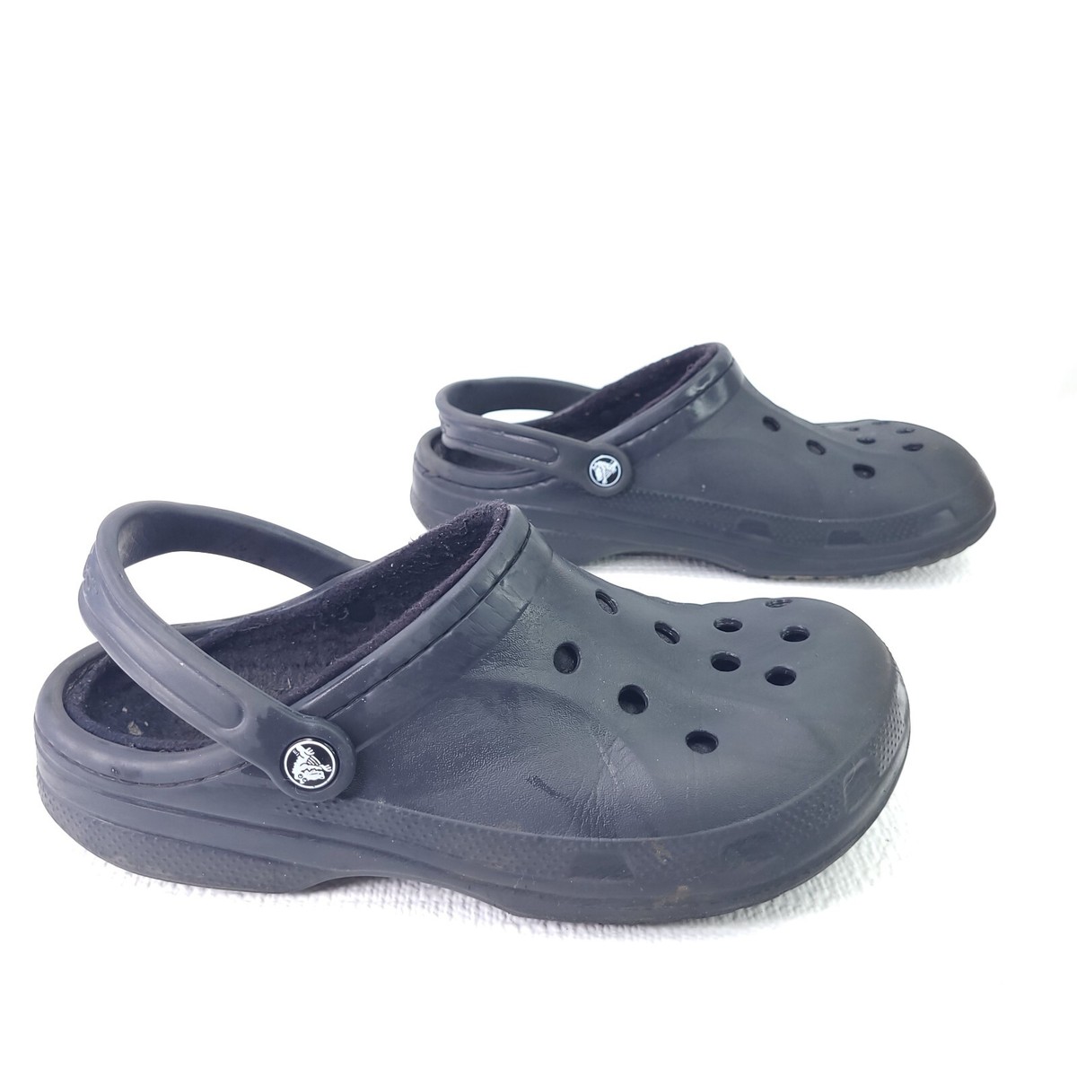 Crocs Lined Faux Fur Slip On Comfort Clog Shoes Black 