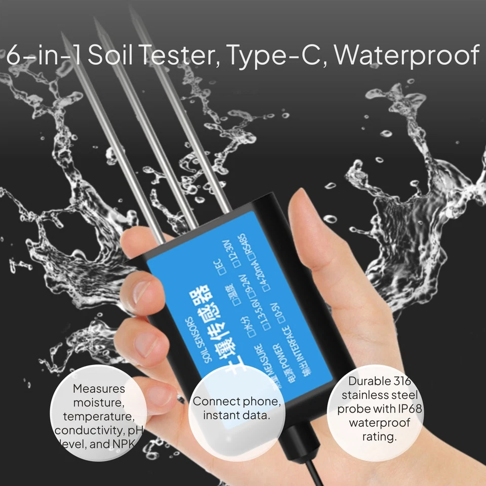 Bodensensor PH NPK EC Feuchtigkeitsmesser USB Export - Bild 2 von 4