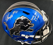 Kerby Joseph Signed & 4x Inscribed Detroit Lions Blue Full Size Helmet JSA COA