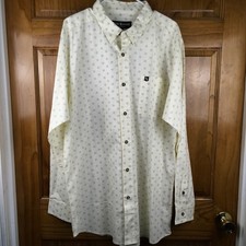 Camisa Rock Revival Para Hombres Crema Geométrica Medallón Abotonada XL $79 Rocker Edgy