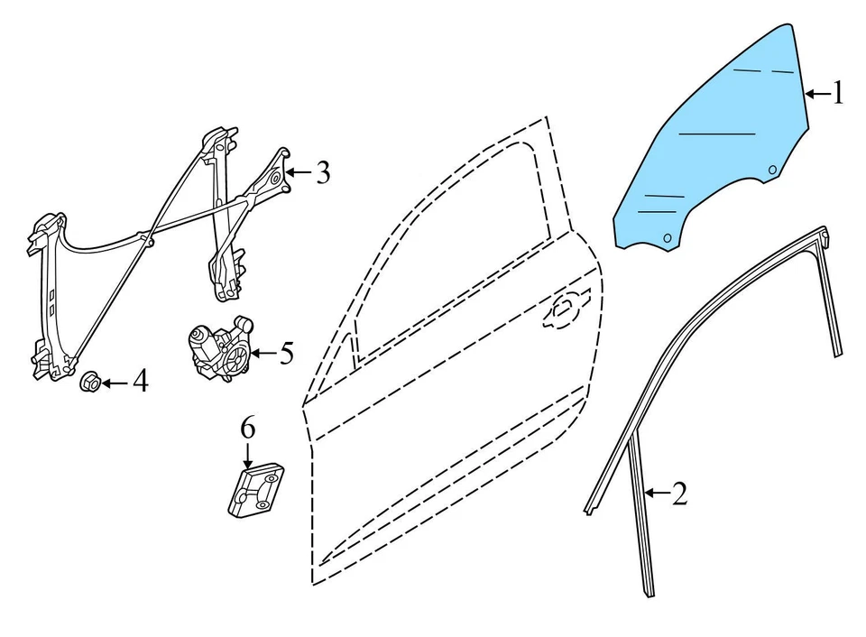 AUDI A3 2015-2020 - Puerta delantera derecha ventana cristal 8V5845202 Foto 2 de 4