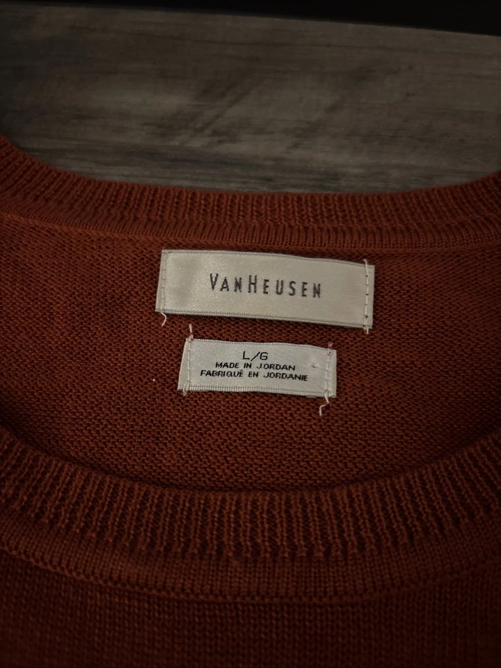 Suéter Van Heusen Mujer Grande Naranja Quemado Borde de Encaje Preppy Nuevo sin Etiquetas Foto 3 de 4