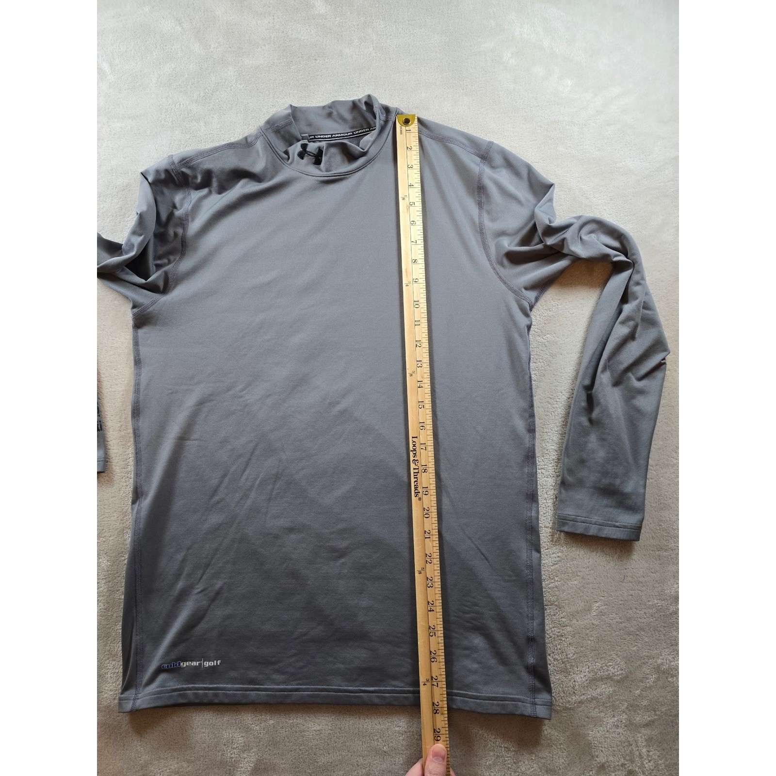 Under Armour ColdGear Golf Fitted TurtleNeck Shirt Mens M Grey Long Sleeve thumbnail 5