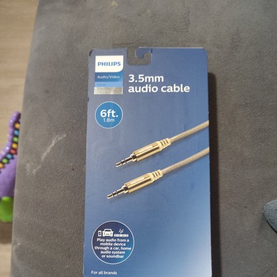 PHILIPS 3.5mm Audio Cable 6ft HD Audio through Mobile to Car, Home Sys, Soundbar