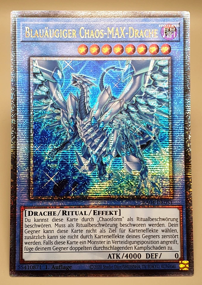 Blauäugiger Chaos MAX Drache Quarter Century Rare NEU Yugioh 1. Auflage RA04-051 - Bild 2 von 2