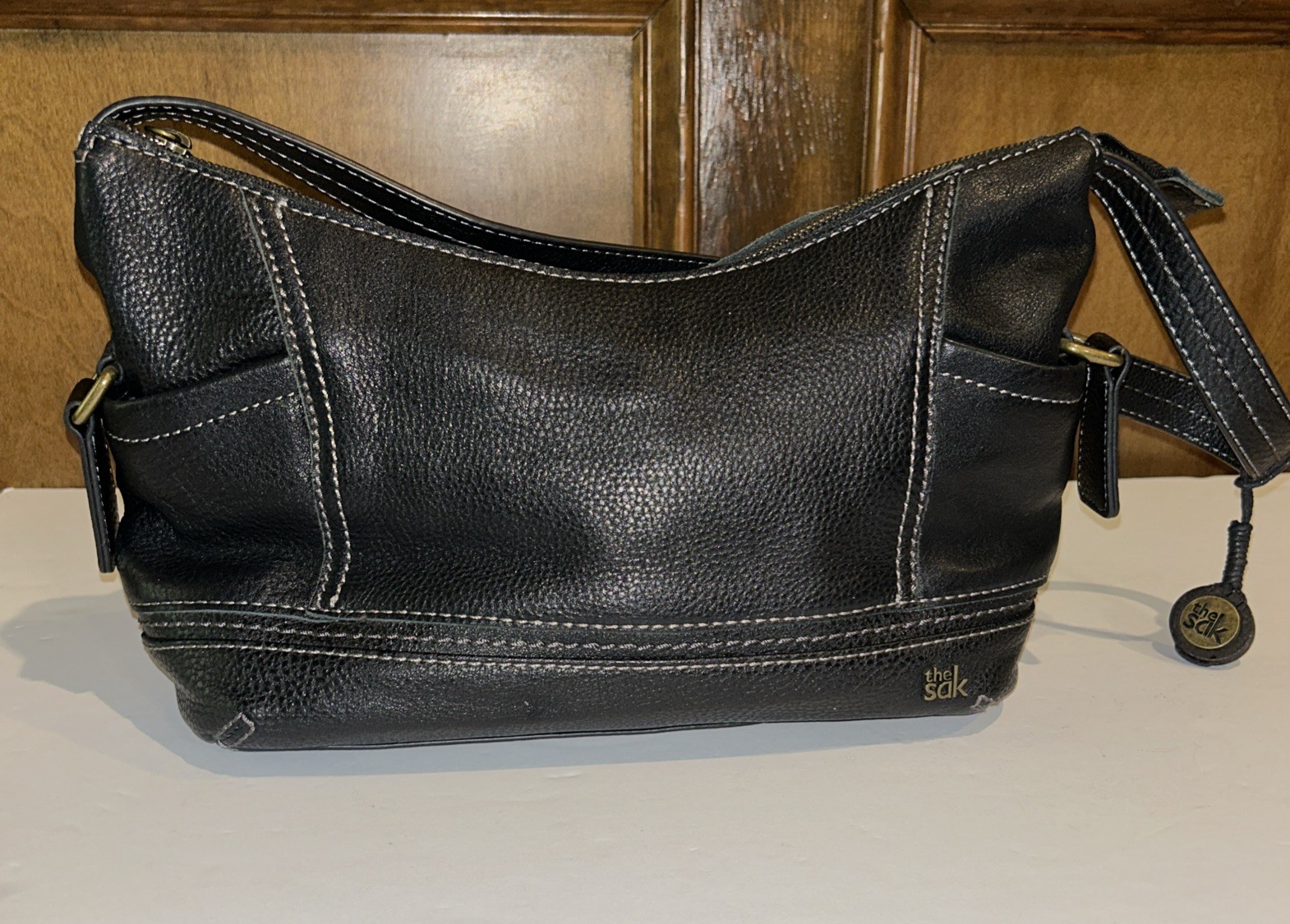 The Sak Soft Black Pebbled Leather Kendra Hobo Shoulder Bag VGC