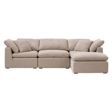 Sky Modular Corner Chair - Performance Taupe Micro Boucle Fabric & Espresso