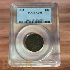 1833 Classic Head Half Cent PCGS AU55 Low Mintage