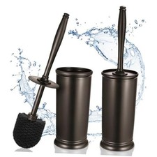 Toilet Bowl Brush Holder Set: Modern Deep Cleaning Bathroom 2 Pack Bronze