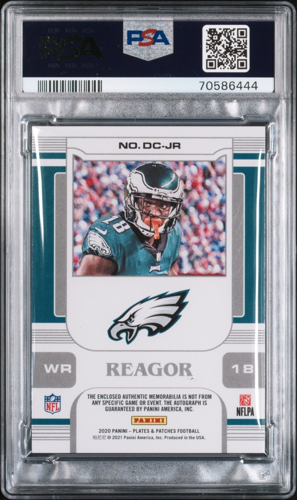 Jalen Reagor /15 PSA 10 POP 1 2020 Plates & Patches Double Coverage Auto Patch view 2