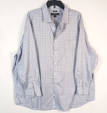 Pronto Uomo Non Iron Classic Fit Dress Shirt 19 34/35 Blue Check Egyptian