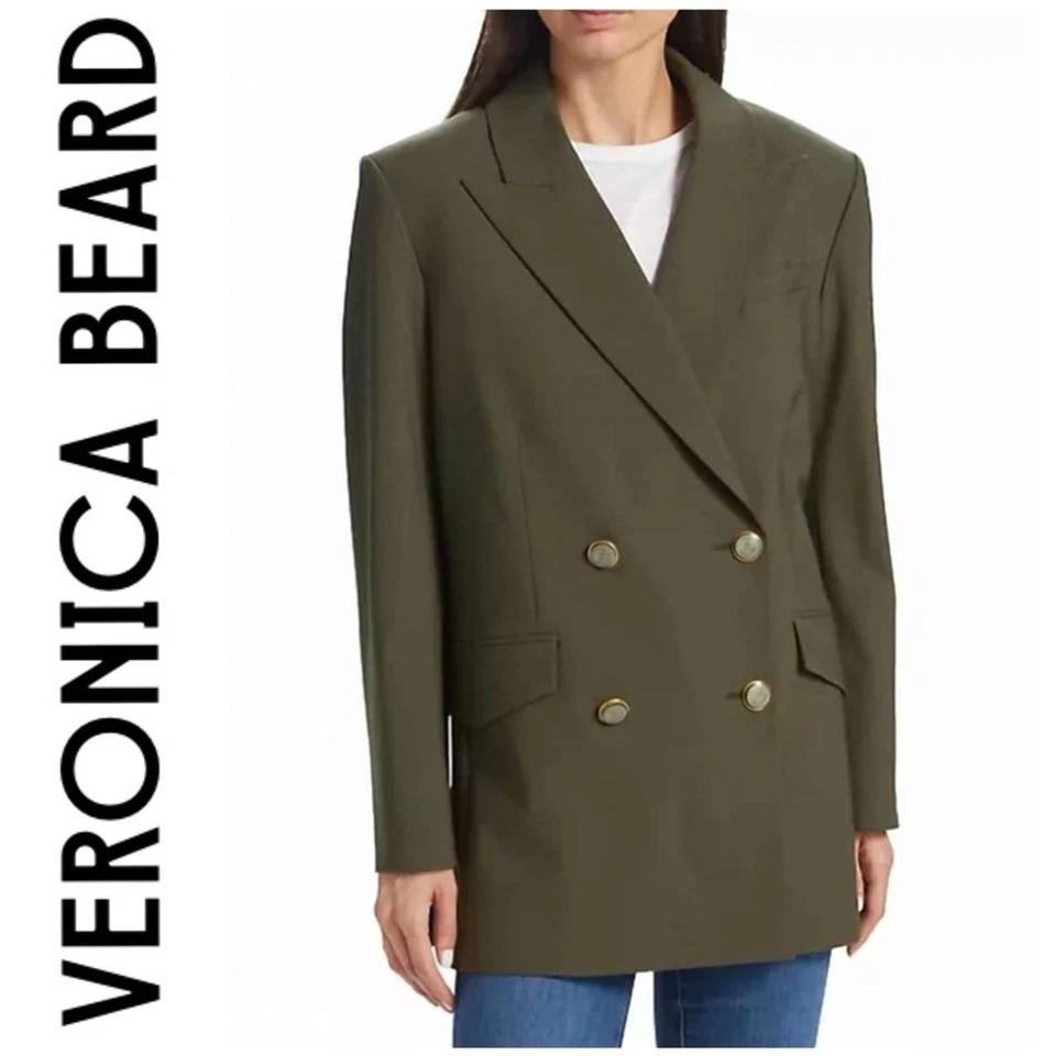 Conjunto de Traje VERONICA BEARD Blazer Hutchinson y Pantalones Arte Verde 4 Nuevo con Etiquetas Pequeño Para Mujer Foto 2 de 4
