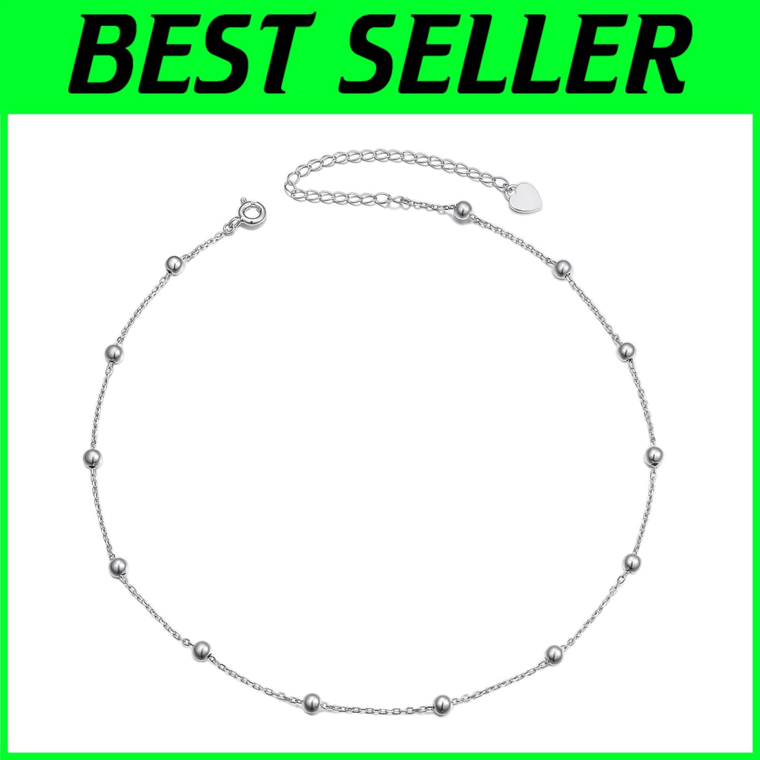 Elegant Adjustable 13+3 Inch Sterling Silver Beaded Choker Necklace for Women