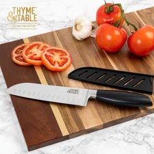 Thyme & Table 7" Stainless Steel Santoku, High Carbon, Comfort Grip Easy Cutting