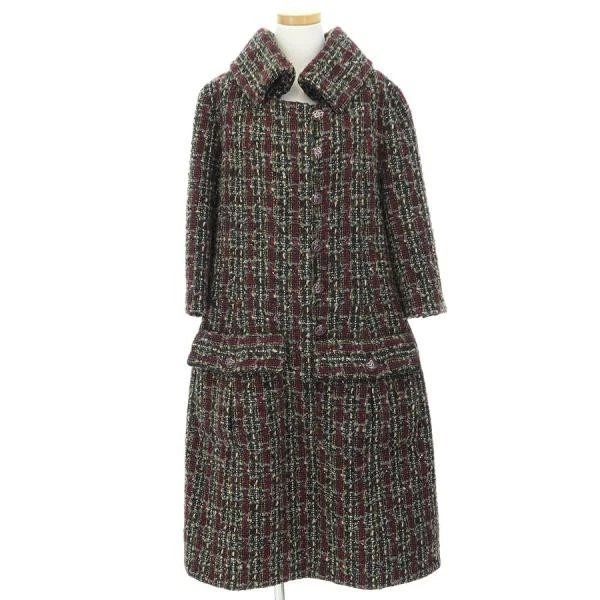 Chanel Cappotto Abito Donna Lana Seta Nylon Taglia 40