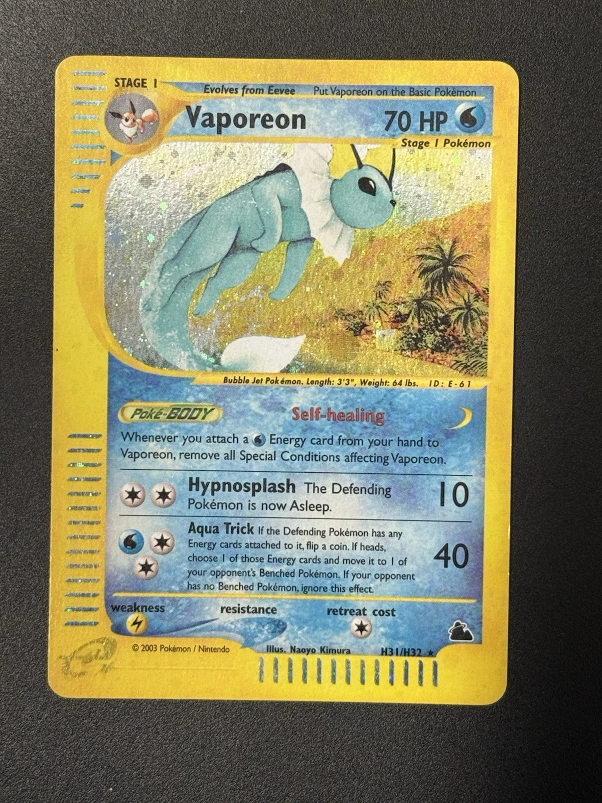 Pokemon Skyridge Vaporeon Holo H31/H32 LP Swirls 💦