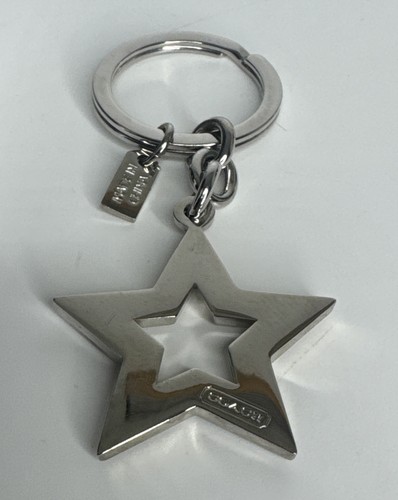 Coach Pave Crystal Open Star Keychain Fob Bag Charm Silver-tone - Picture 4 of 6