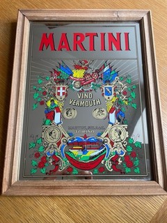 Mirror Vintage 1970’s Martini Vino Vermouth Logo bar Mirror .