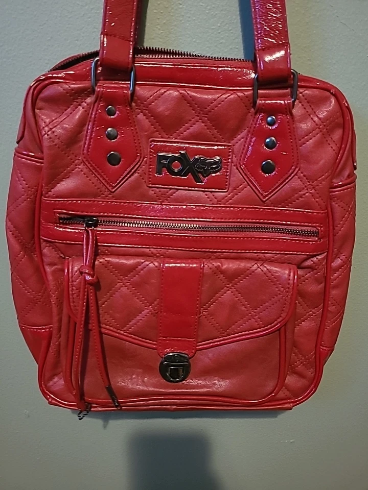 FOX гонки красный лоскутное одеяло узор инкрустация сумочка - Изображение 2 из 4
