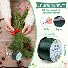Green 22 Gauge Floral Wire, 200 Yards for Wreaths, Garland  Flower Crafting