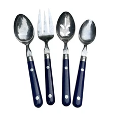 WF Mardi Gras Blue Stainless 4 pc Flatware  Serving Set Washington Forge Korea