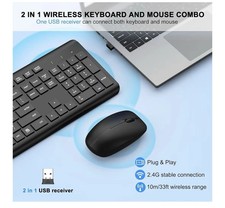 MK258 Wireless Keyboard  Mouse Combo, 2.4G Silent Keyboard - Open Box