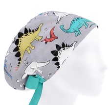 Scrub caps, scrub hats for women, dinosaur themed surgeon scrub cap