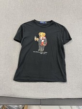 Polo Ralph Lauren Polo Bear T-Shirt Mens Small Black Coffee Scarf Graphic Tee