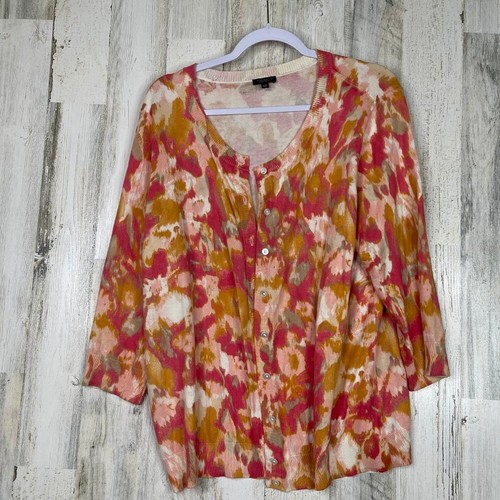 Talbots Pullover mit Knopfleiste Oberteil Damen 2X leicht orange bunt Baumwolle Kunst
