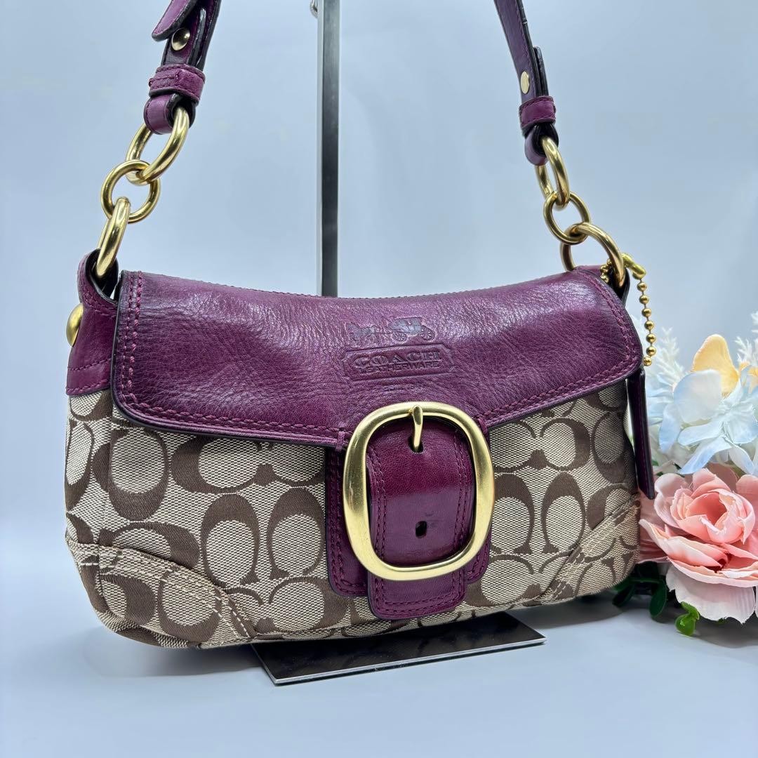 COACH Soho Signature One Shoulder Bag Purple Brown Y2… - Gem