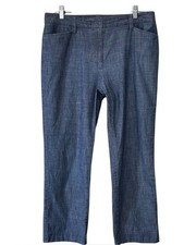 Lands  End Mid Rise Slim leg 100 cotton flat front pants. Women  s 10